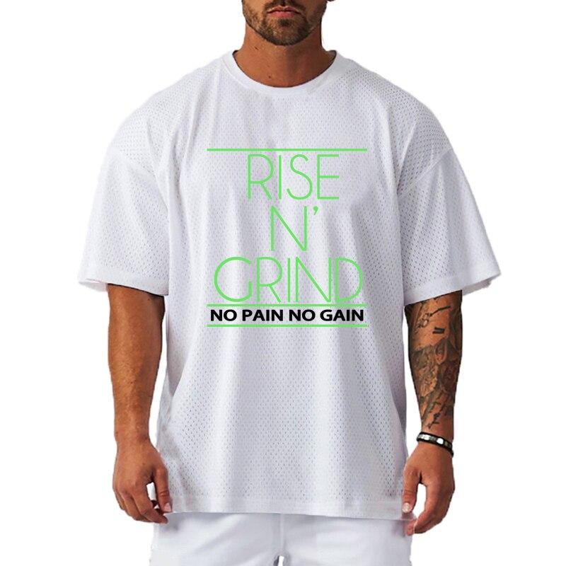 Muscleguys European Tide Brand Heren Fitness Sport T-shirt met korte mouwen Los bedrukt Zomer Ronde hals Casual Top Trendy ideeën