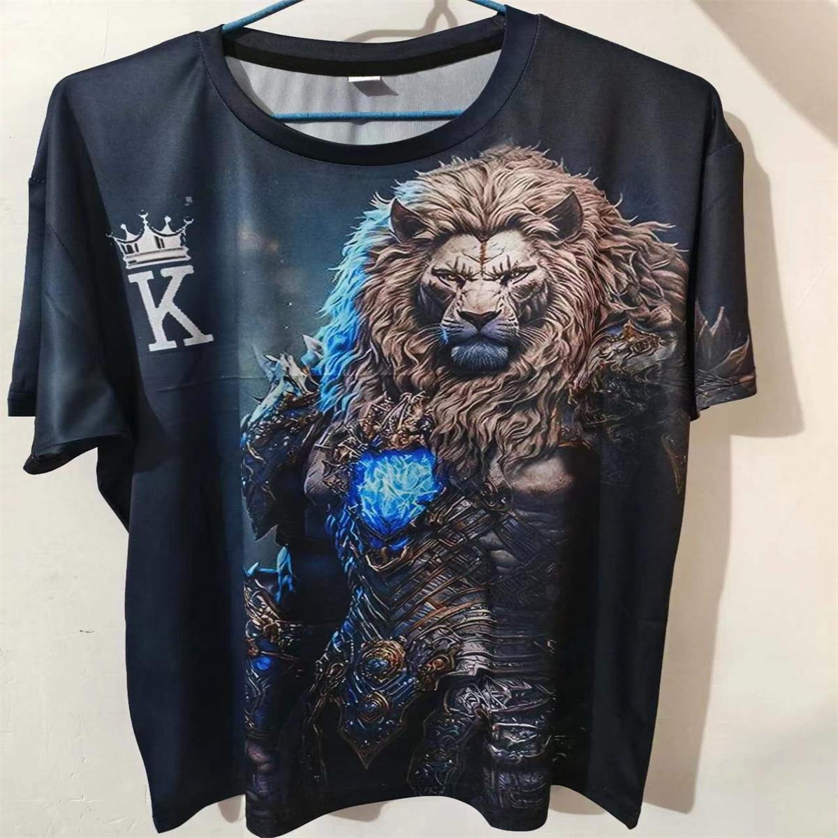 Xiao Xiang Grappige 3D Lion Print T Shirt voor Mannen Mode Trend Dier Grafische T-Shirts Zomer Sneldrogende Sport Tops Vrije Tijd O-hals Losse Tees