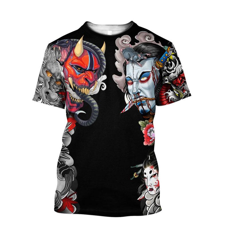 ETST 07 Fashion Cool Samurai Masker grafische t-shirts Zomer 3D Gedrukt Mannen T-shirts Persoonlijkheid Casual Ronde Hals streetwear Tees Top