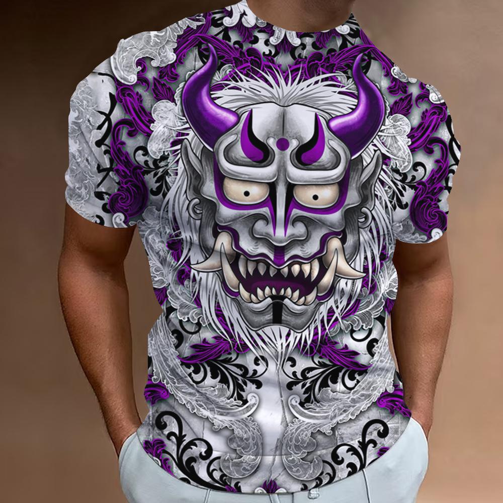 Exclusive 3D T-shirt Vintage Gothic Skull 3d Men'S T-Shirt Summer Casual Fashion Polyester Short Sleeve Oversized Pullover Tops Streetwear Male Tees