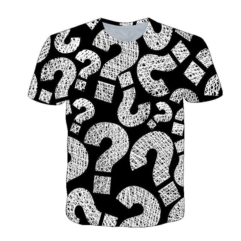 Laoxu Gepersonaliseerde Custom Hot Verkoop 3D Fun Vraagteken T-shirt Zomer Mode mannen T-shirt Hip Hop Harajuku Korte Mouw T-shirt 6XL