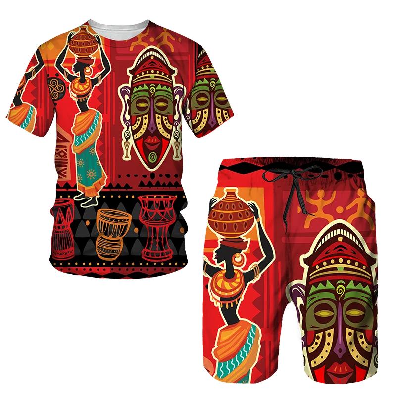 TIP723 African Print Women's/Men's T-shirts Sets Africa Dashiki Men’s Tracksuit/Vintage Tops Sport And Leisure Summer Male Suit