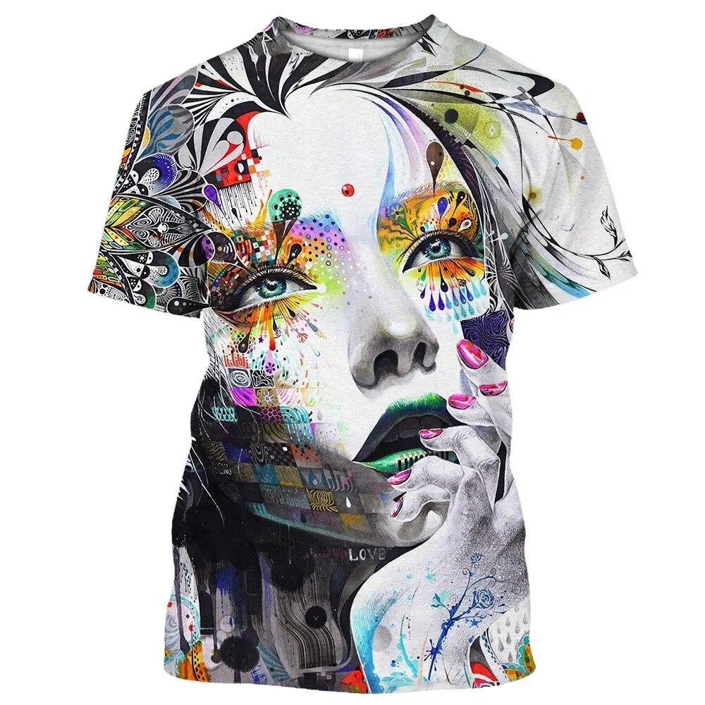 Transmission of love Summer Men's T-shirt 3D Print Body Art Men's Clothing Tees O Neck Oversized Casual Short Sleeve Top Cool Hip Hop Streetwear