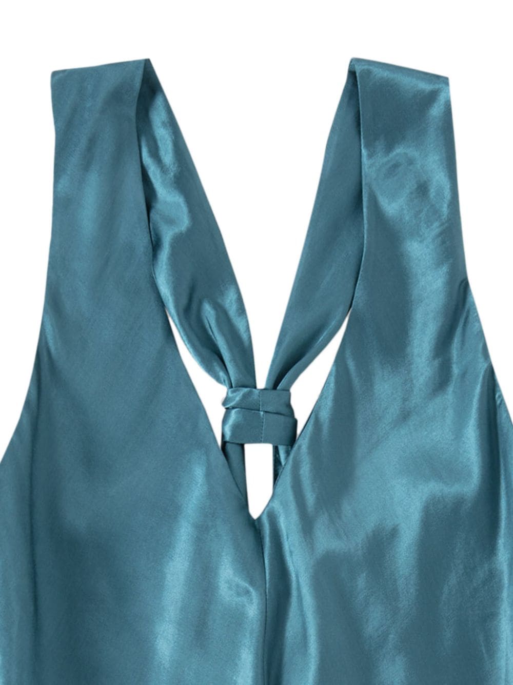 Closed knot-detail satin top - Blauw