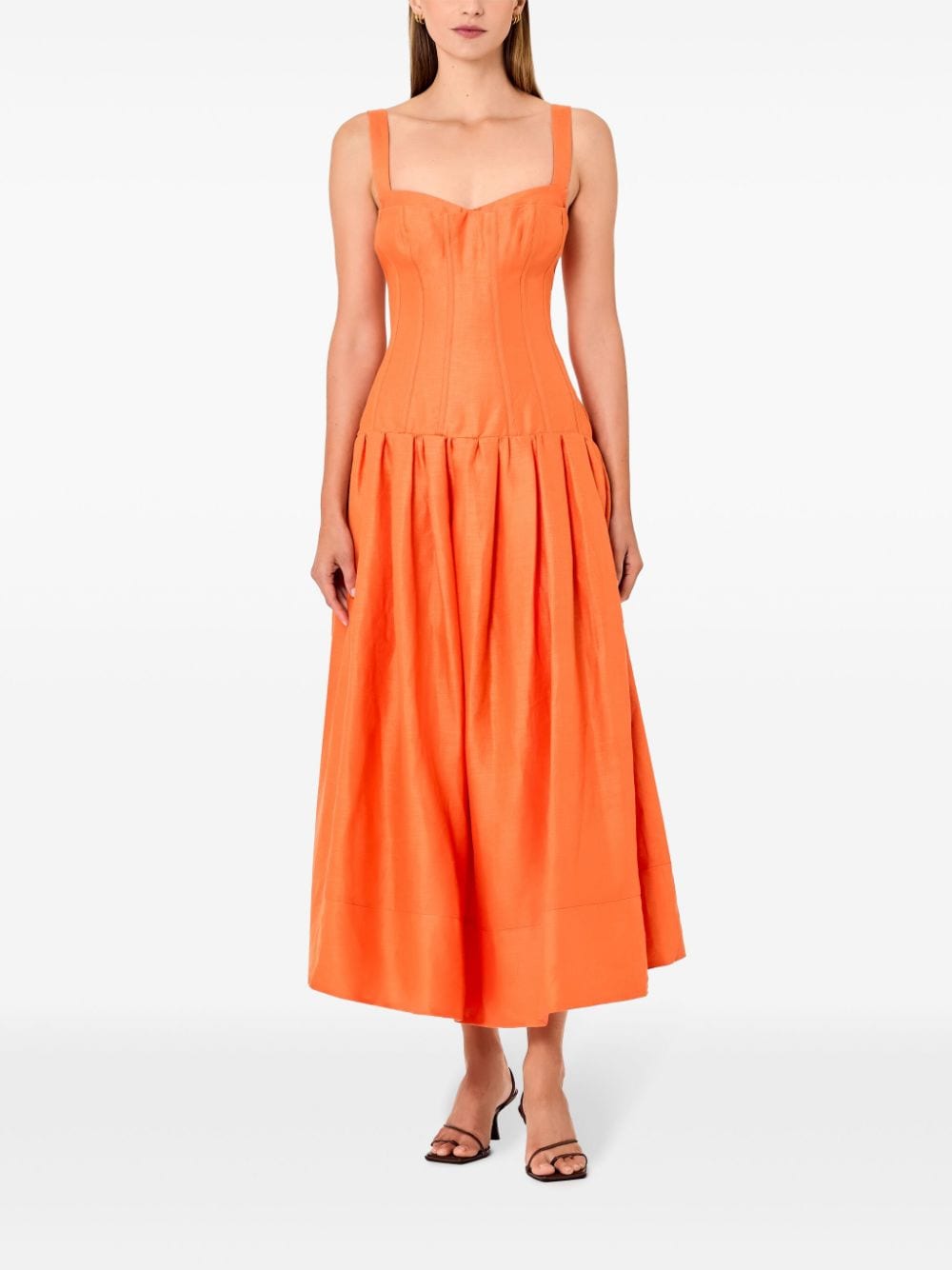 Nicholas Linnen jurk - Oranje