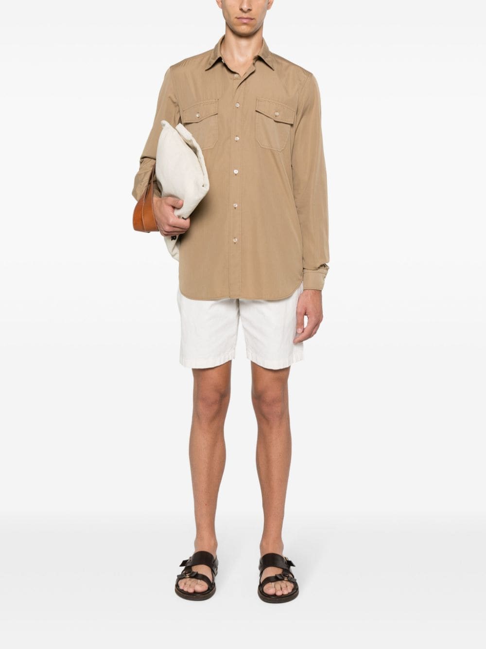 Boglioli long-sleeve cotton shirt - Bruin