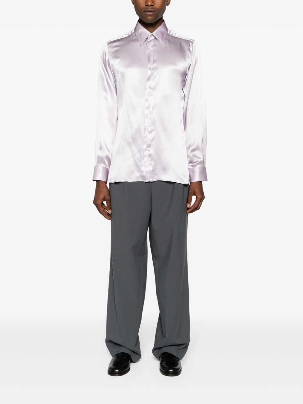 TOM FORD straight-point collar silk shirt - Paars