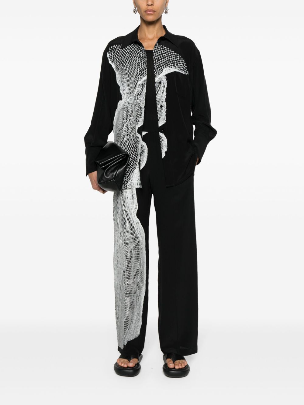 Victoria Beckham Pyjamashirt met print - Zwart