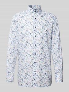 Olymp Modern fit zakelijk overhemd met all-over motief, model 'Bergamo'
