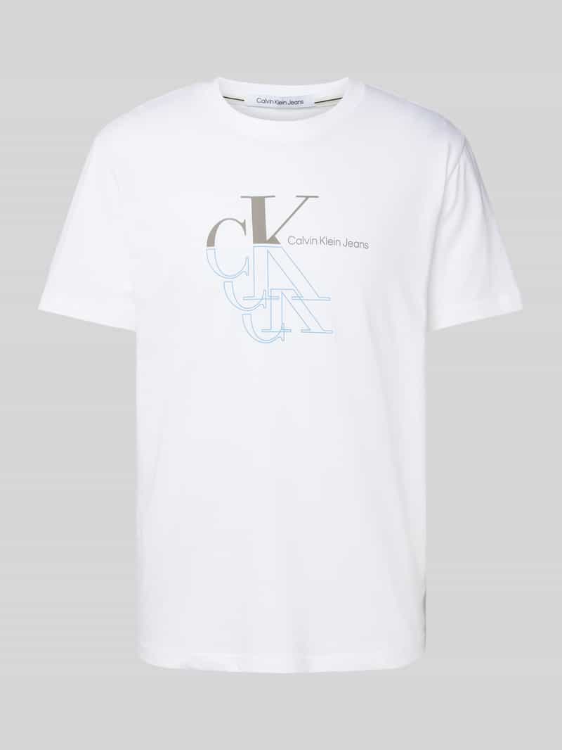 Calvin Klein Jeans T-shirt met labelprint, model 'MONOGRAM ECHO'