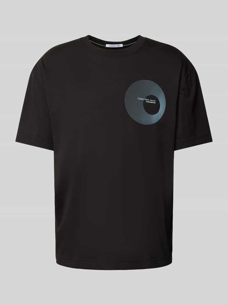 Calvin Klein Jeans T-shirt met label- en motiefprint, model 'CIRCLE FREQUENCY'