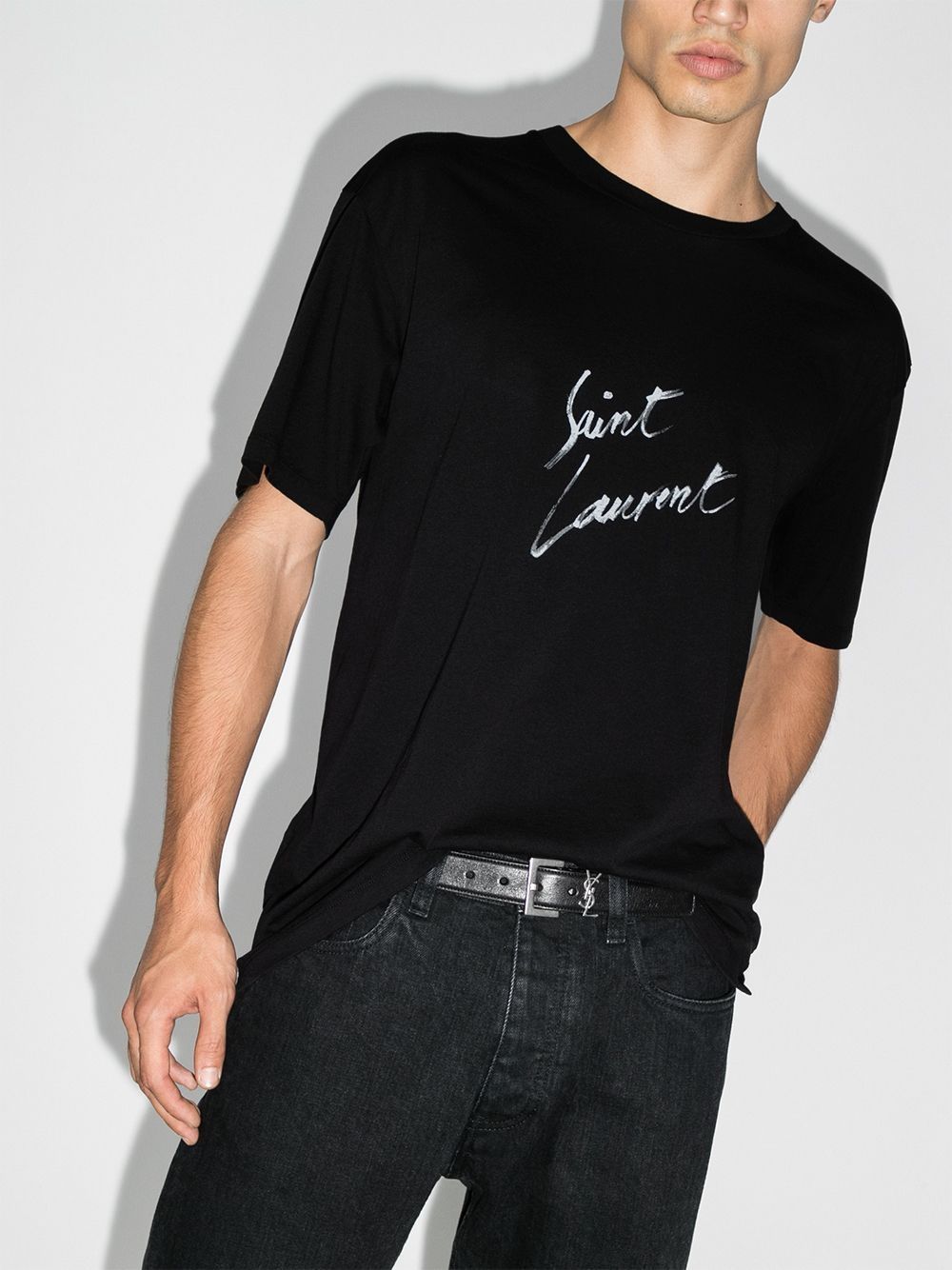 Saint Laurent oversized signature T-shirt - Zwart