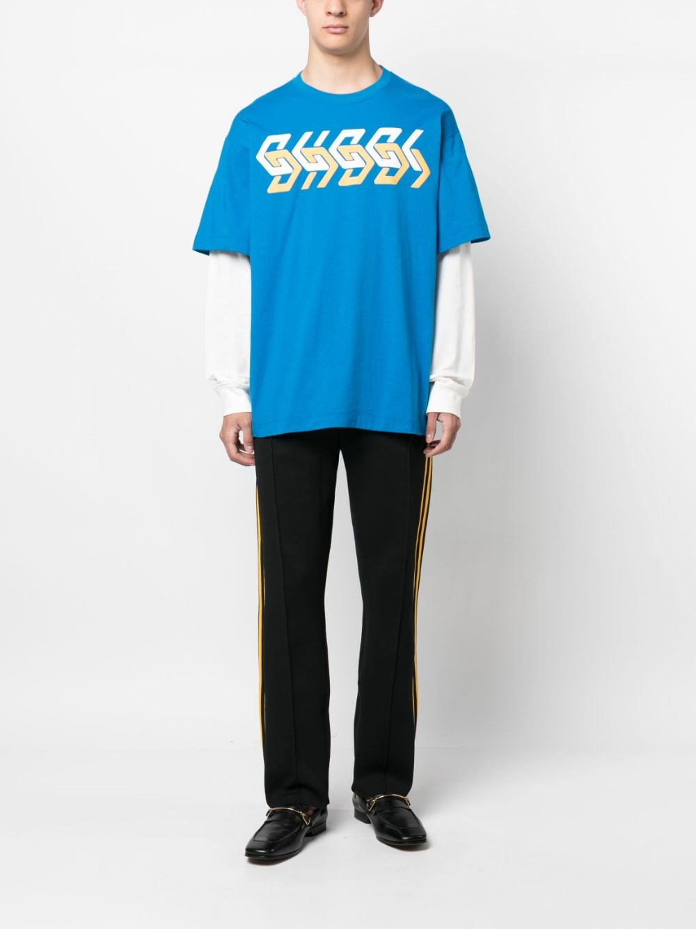 Gucci T-shirt met logoprint - Blauw