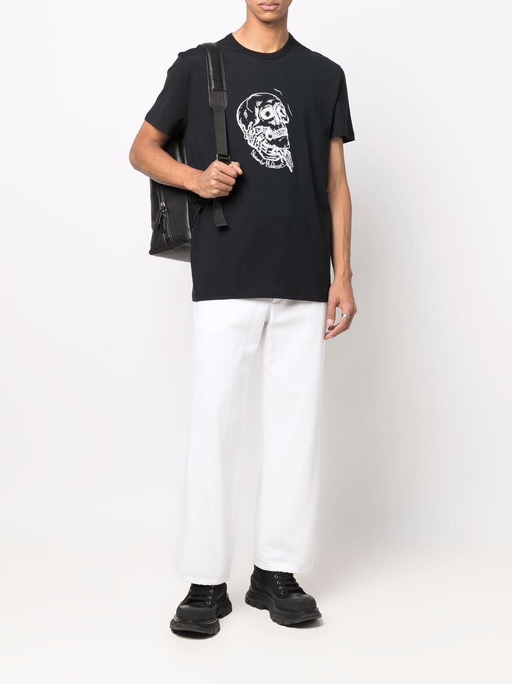 Alexander McQueen T-shirt met doodskopprint - Zwart
