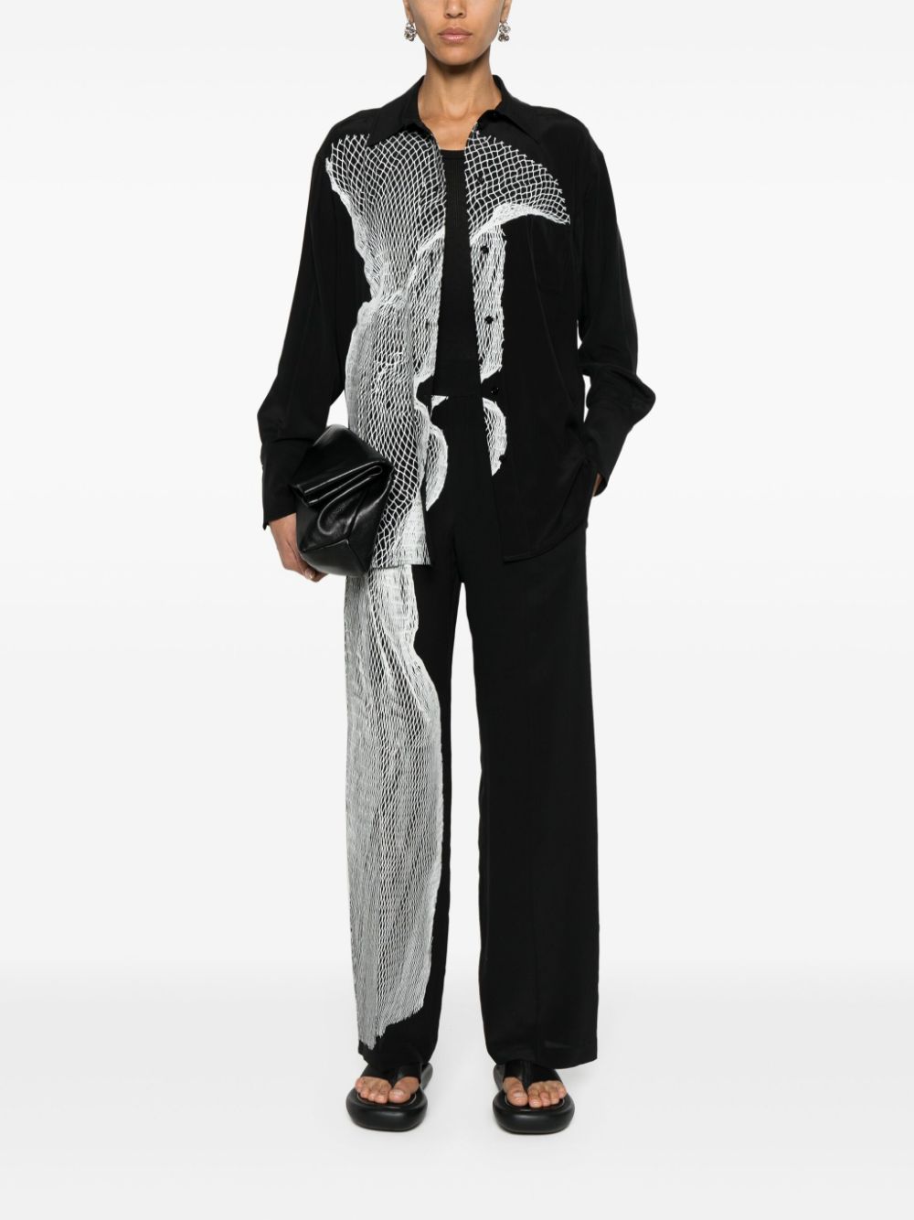 Victoria Beckham Pyjamabroek met grafische print - Zwart