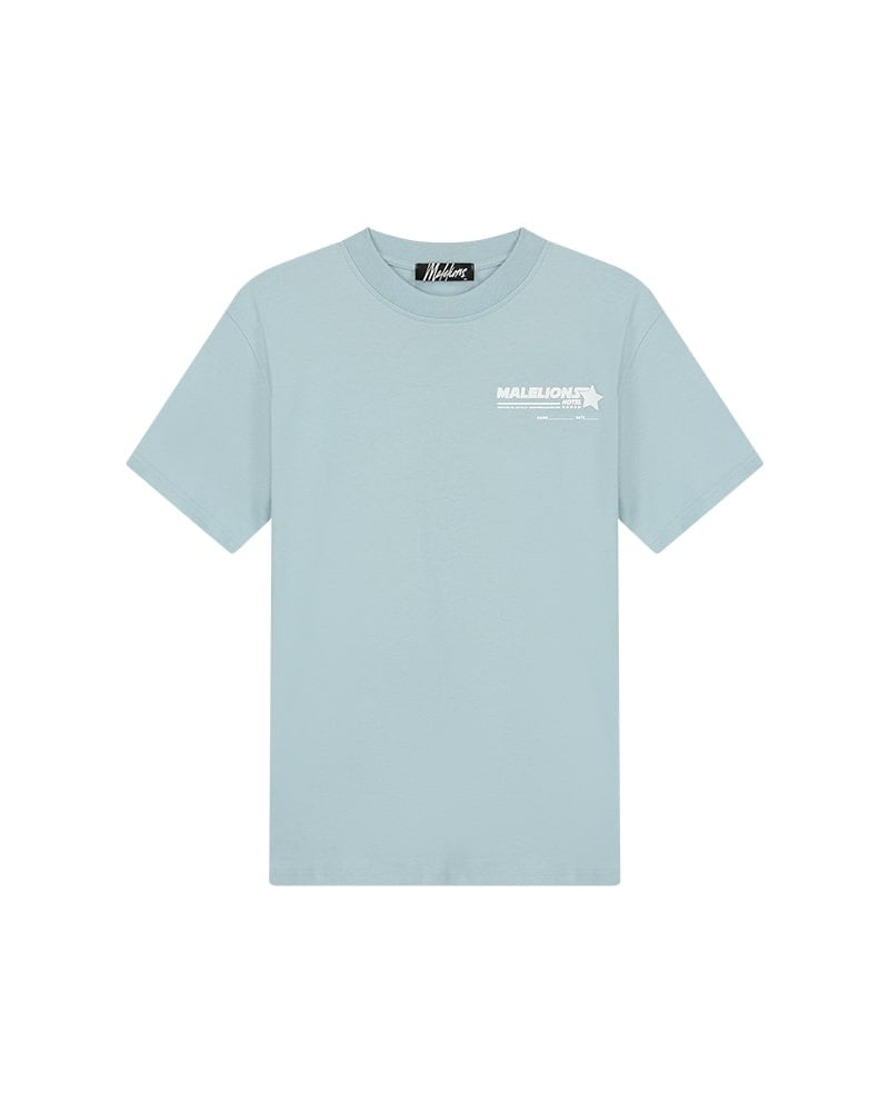 Malelions Men Hotel T-Shirt - Light Blue/White