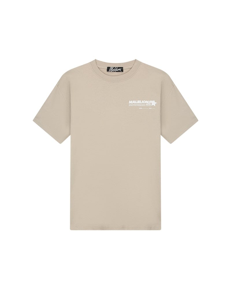 Malelions Men Hotel T-Shirt - Taupe/White