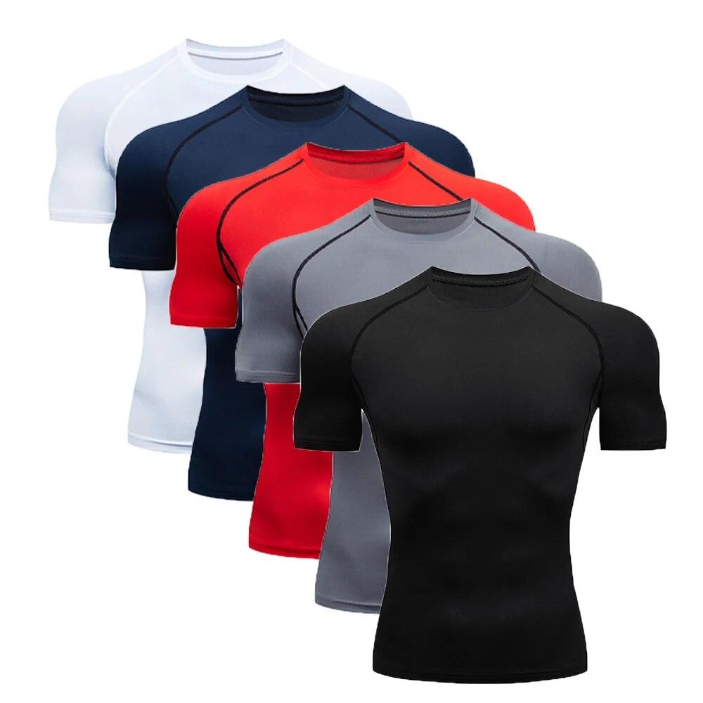 Jun Lin NO.1 Men's Compression Shirts Athletic Quick Dry Breathable Rash Guard Athletic Tight Workout Tops Summer