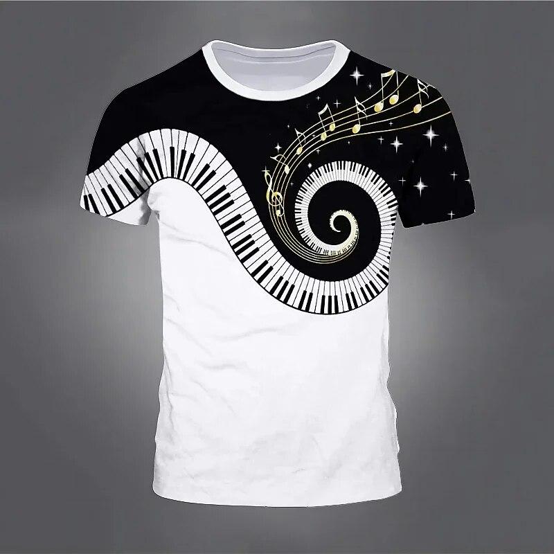 Xuhaijian02 Zomer Muzieknoot T-shirts Piano 3D Print Streetwear Mannen Vrouwen Mode Oversized Korte Mouw T-shirt Kinderen Tees Tops Kleding
