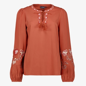 TwoDay dames blouse met geborduurde mouwen oranje