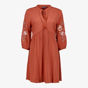 TwoDay dames jurk met geborduurde mouwen oranje
