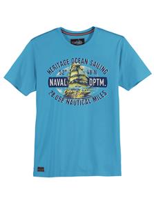 redfield Rundhalsshirt Große Größen Herren T-Shirt azurblau Print Naval DPTM Redfield