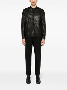 Transit crinkled leather shirt - Zwart