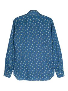 Barba paisley-print linen shirt - Blauw