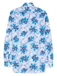 Kiton floral-print cotton-blend shirt - Blauw