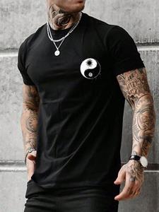 ChArmkpR Mens Chinese Yin Yang Celestial Print Crew Neck Short Sleeve T-Shirts Winter