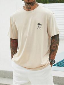 ChArmkpR Mens Coconut Tree Print Crew Neck Short Sleeve T-Shirts Winter