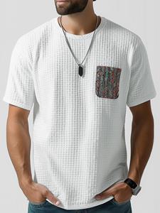 ChArmkpR Mens Ethnic Pattern Patchwork Crew Neck Texture Short Sleeve T-Shirts