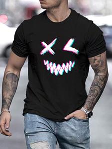 ChArmkpR Mens Colorful Smile Print Crew Neck Short Sleeve T-Shirts