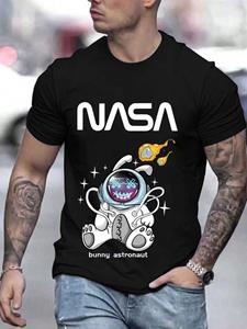 ChArmkpR Mens Cartoon Astronaut Pattern Casual Short Sleeve T-Shirts