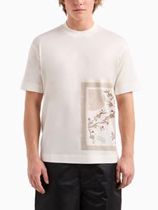 Emporio Armani T-shirt met geborduurde bloemen - Wit