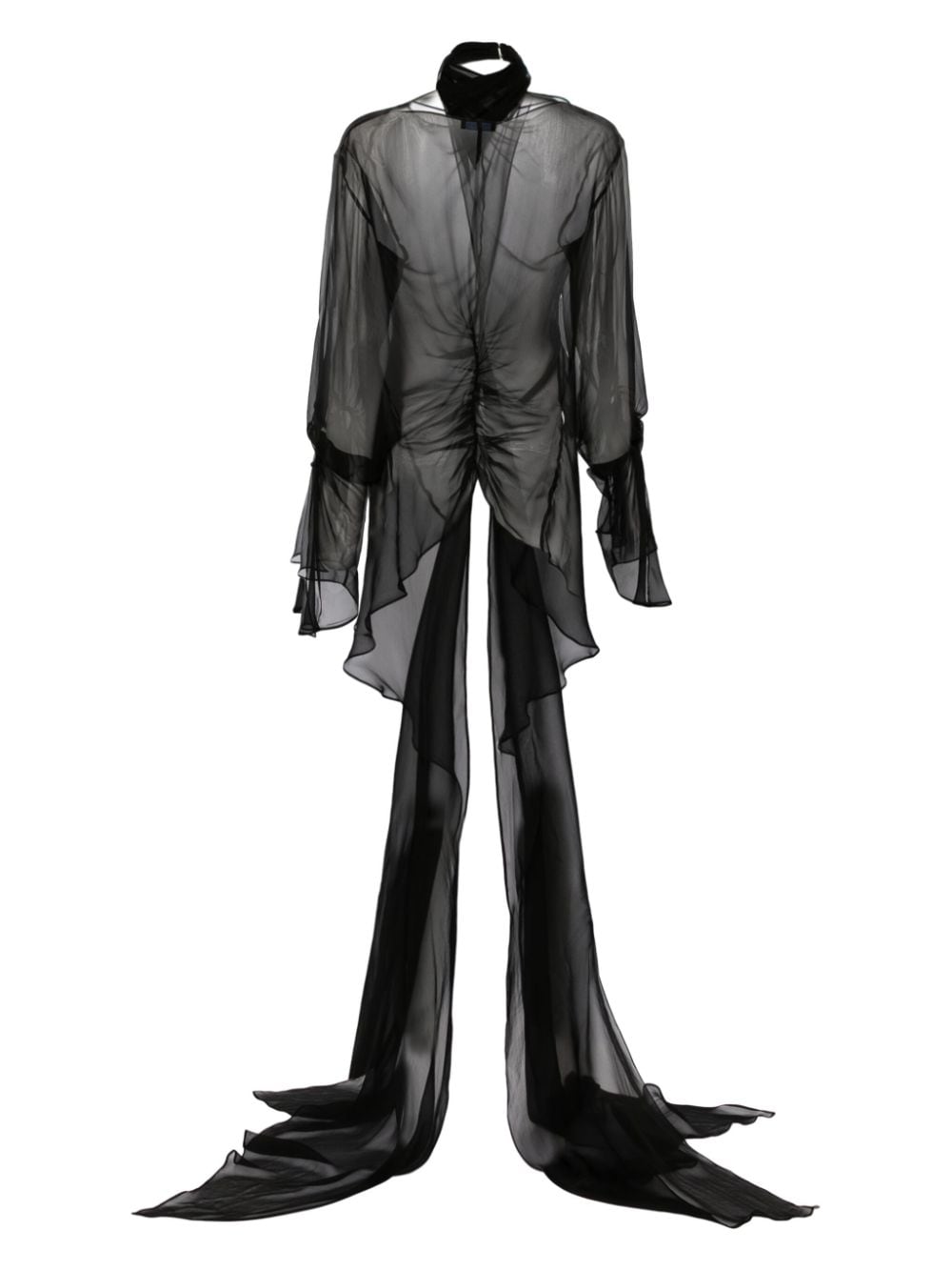 Mugler draped silk top - Zwart