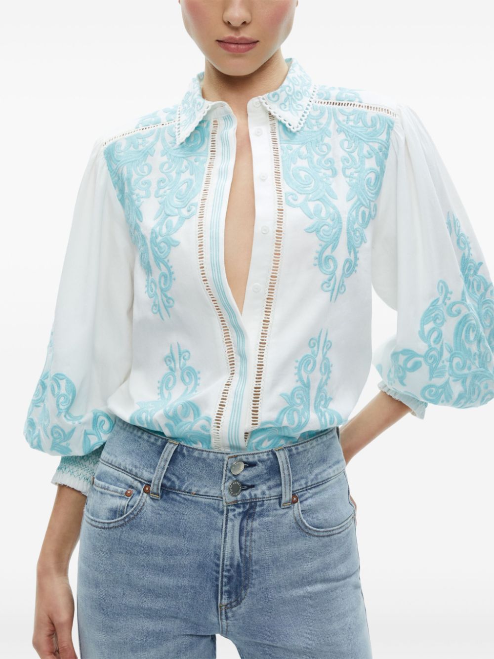 Alice + olivia Loryn embroidered blouse - Wit
