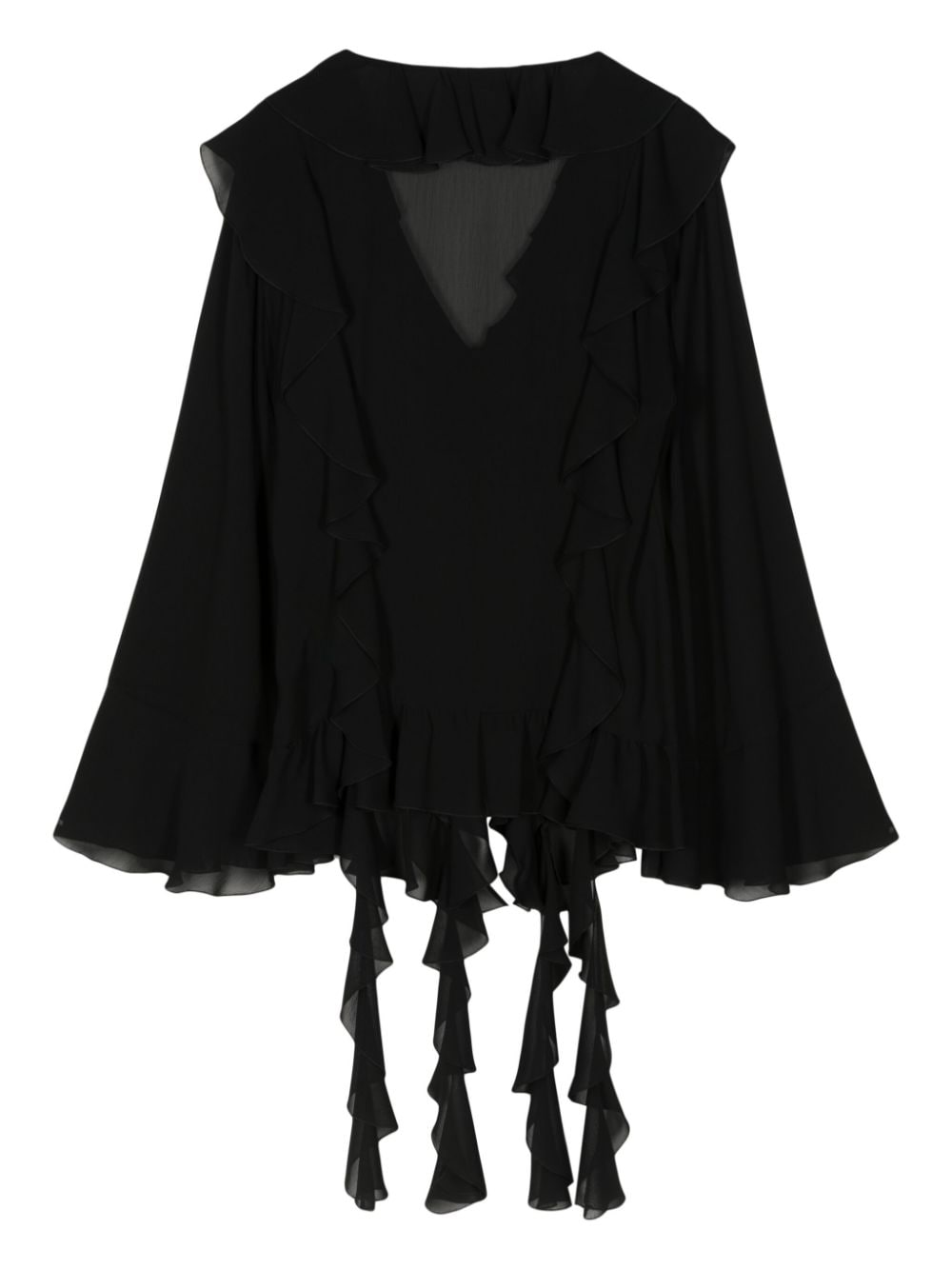 DONDUP draped-detail ruffled blouse - Zwart