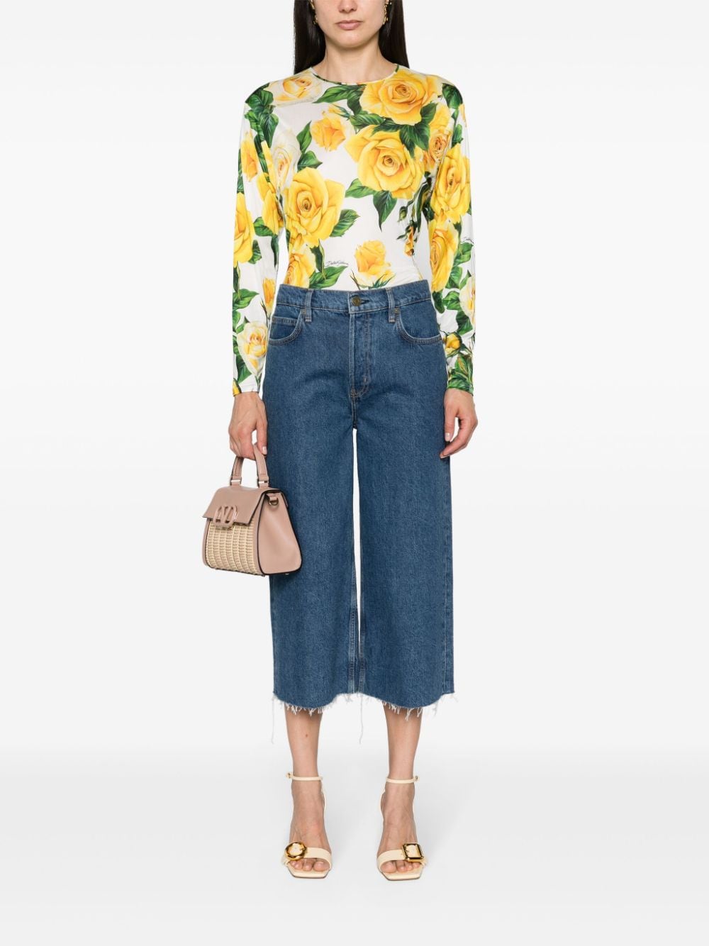 Dolce & Gabbana floral-print long-sleeve blouse - Wit