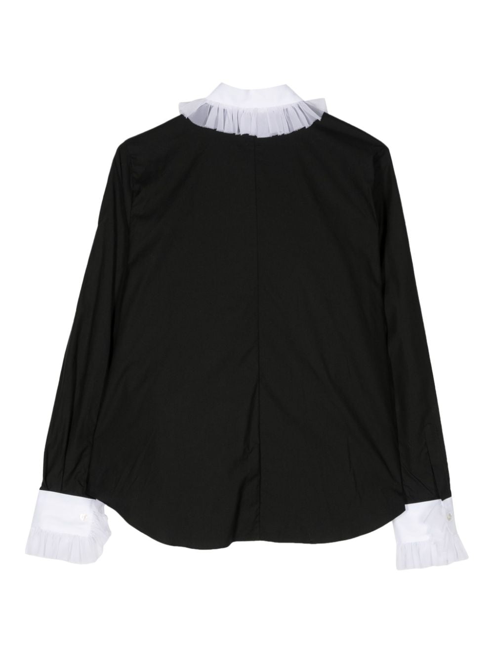 Noir Kei Ninomiya frill-detailing cotton shirt - Zwart