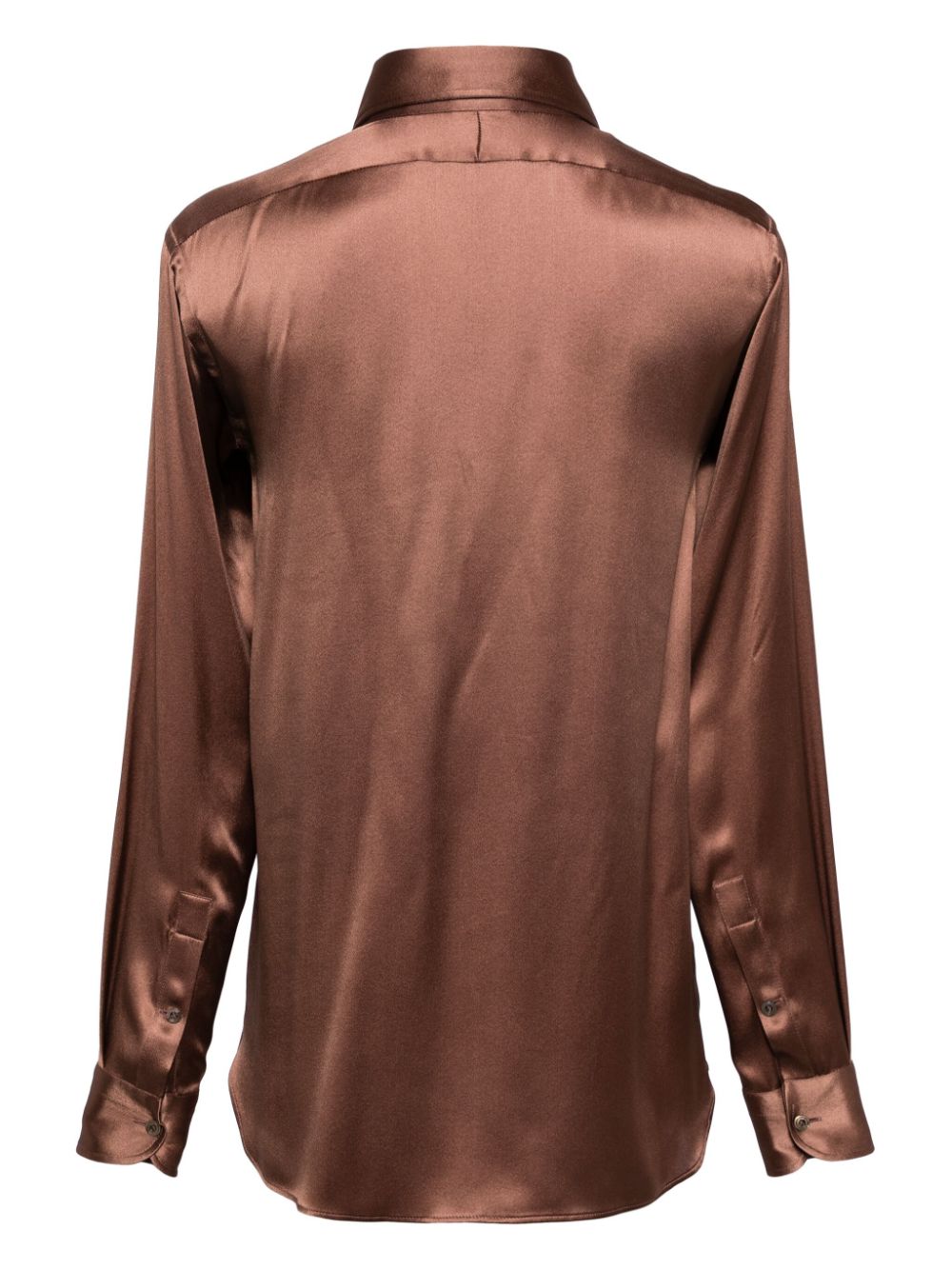 TOM FORD long-sleeved silk-satin shirt - Bruin