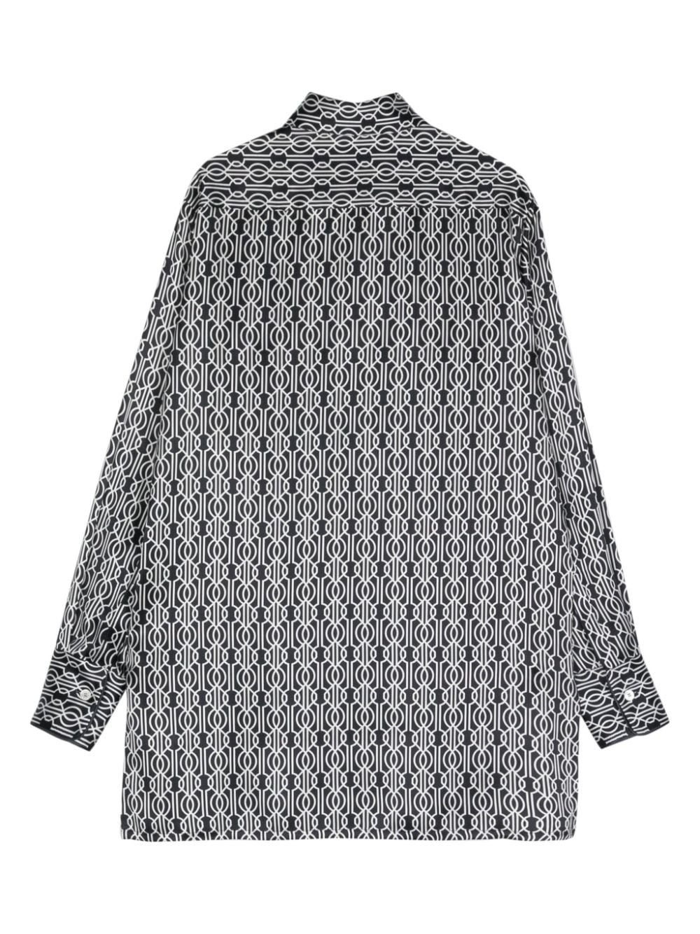Kiton abstract pattern print silk shirt - Zwart