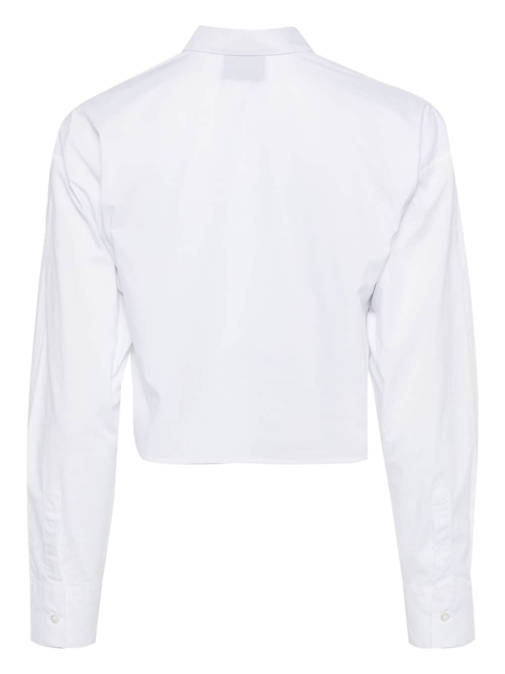 Joshua Sanders logo-print cropped cotton shirt - Wit