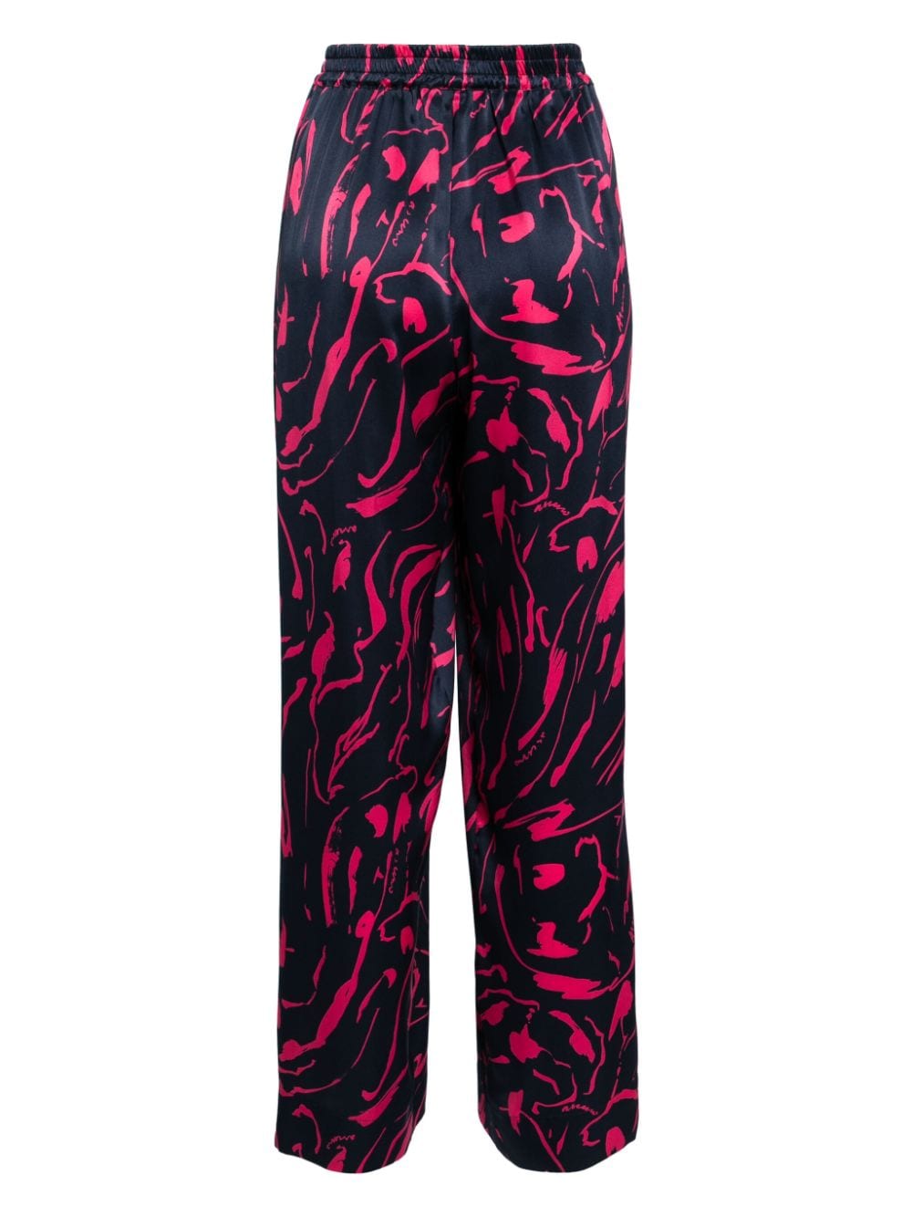 Asceno abstract-print silk trousers - Blauw