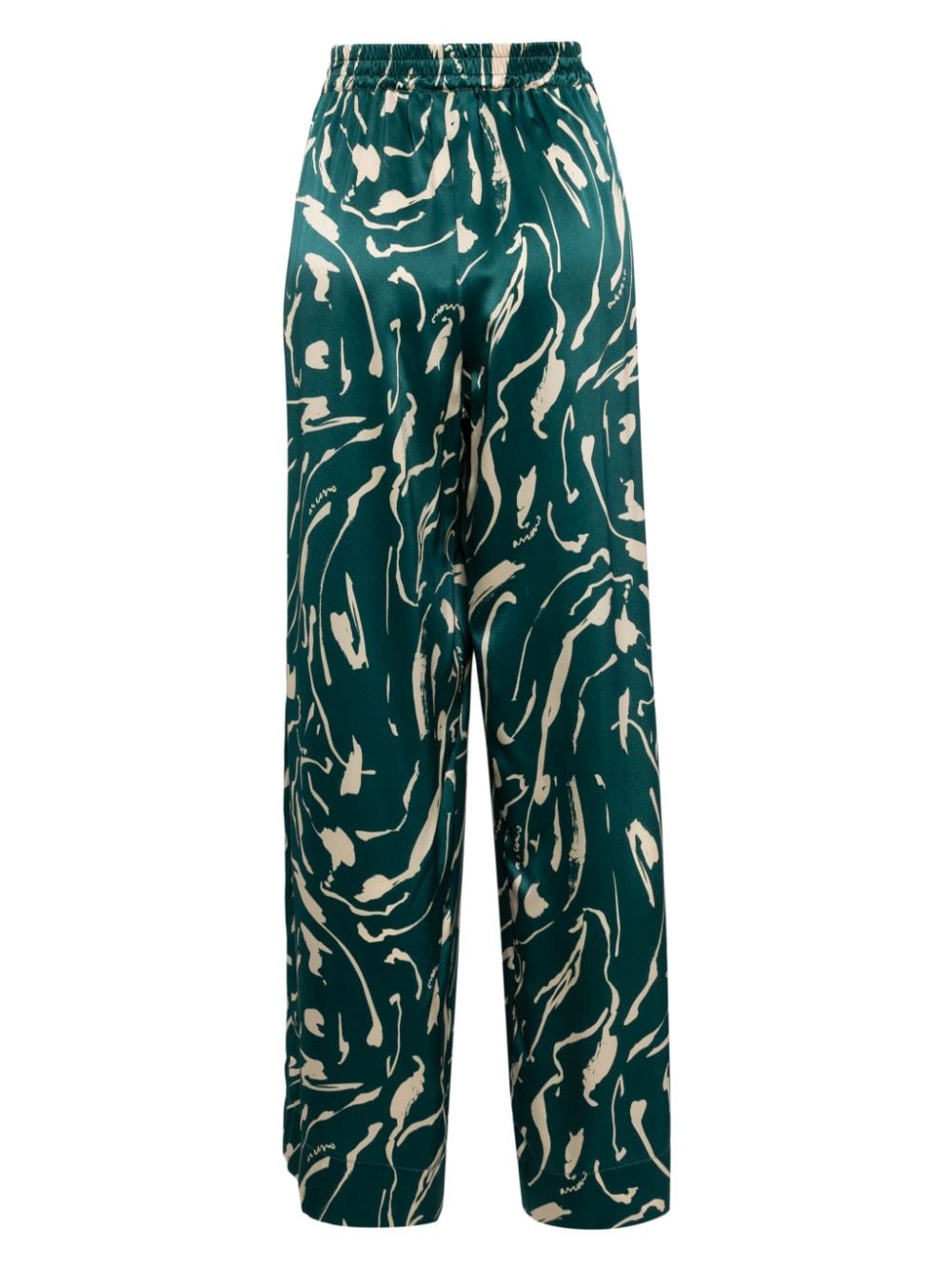 Asceno abstract-print silk trousers - Groen