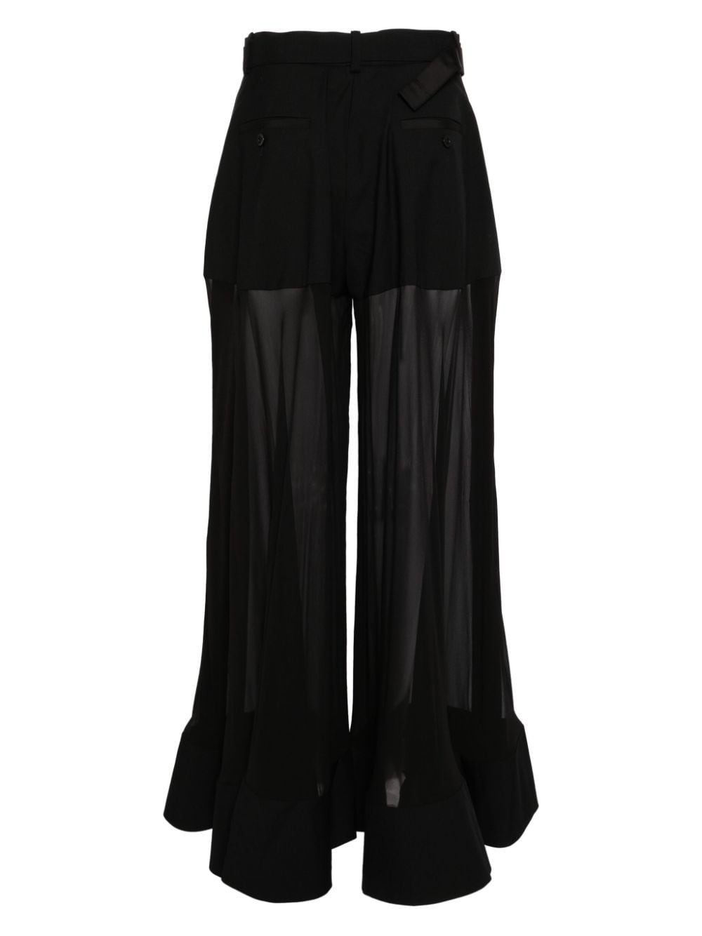 Sacai high-waisted silk trousers - Zwart