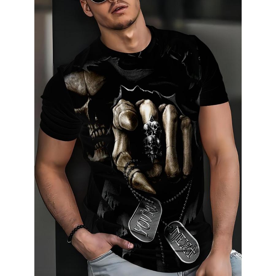 HerSight Short Sleeve Plus Size Summer Tee Men Outfit Black Hand 3d Print T Shirts Mens Casual Sportwear T Shirt Male