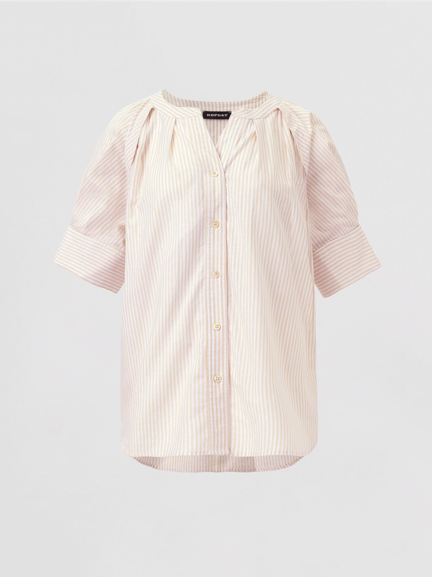 REPEAT cashmere Linnen blouse met streepjesprint