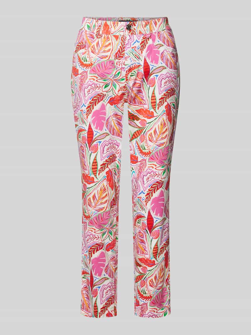 Gardeur Slim fit broek met all-over bloemenprint, model 'ZURI'