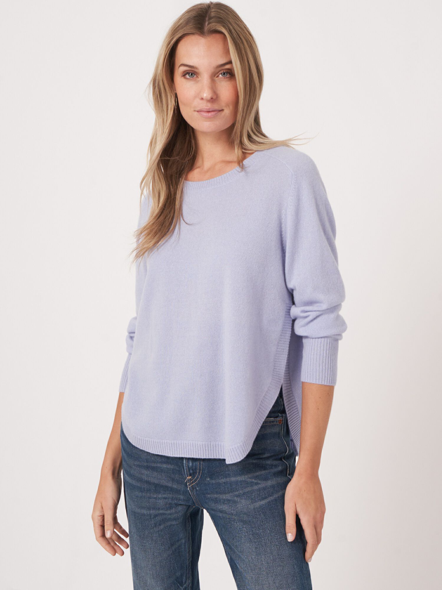 REPEAT cashmere Cashmere boothalstrui met ronde zoom
